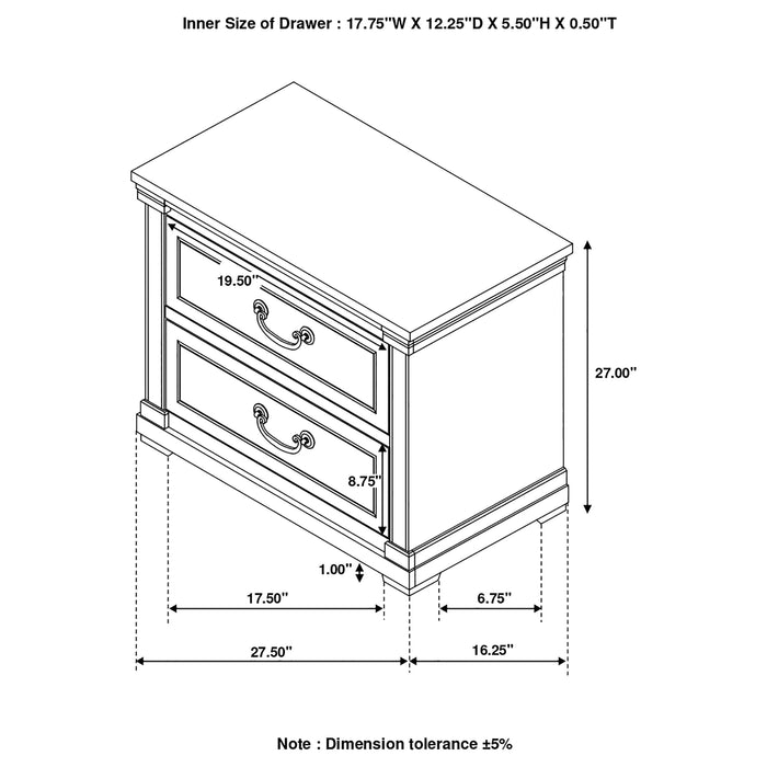 Hillcrest 2-drawer Nightstand Distressed White