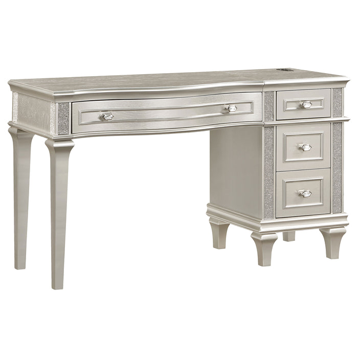 Evangeline 4-drawer Vanity Desk Makeup Table Silver Oak