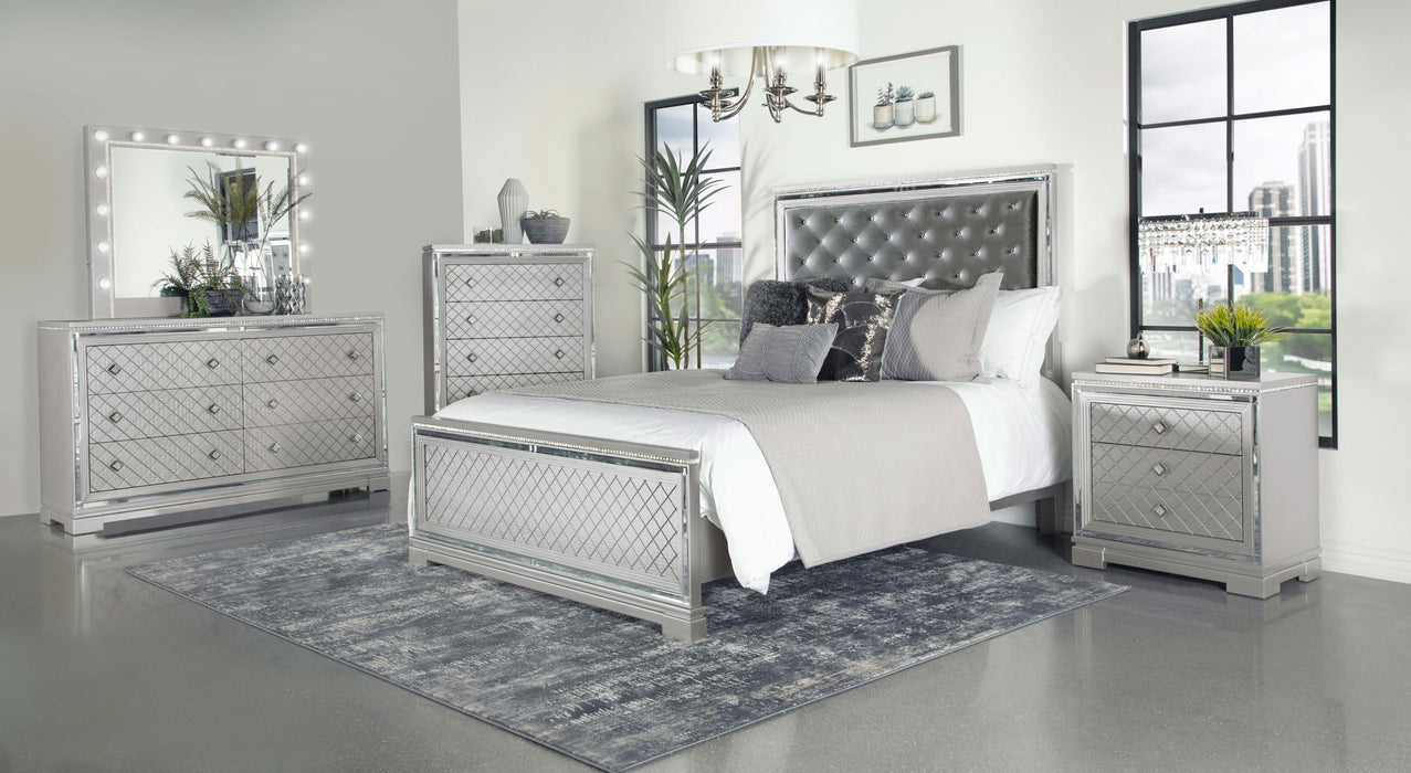 Eleanor Wood Eastern King Panel Bed Metallic Mercury