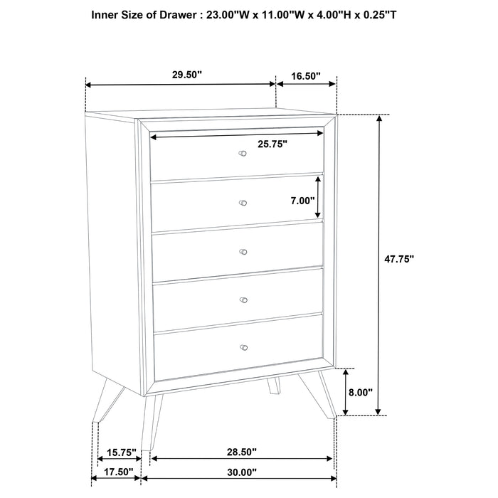 Janelle 5-drawer Bedroom Chest White