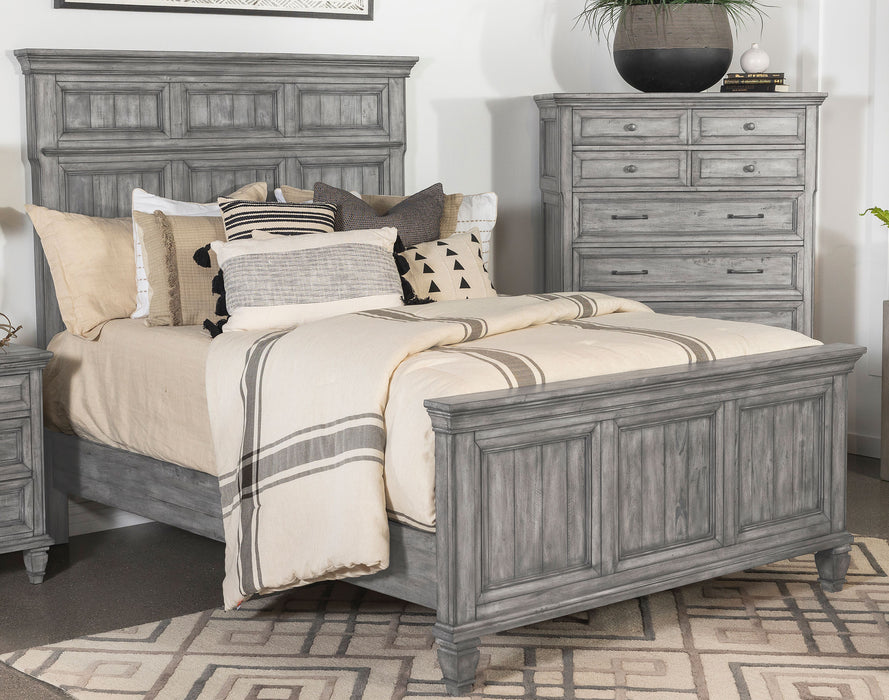 Avenue Wood California King Panel Bed Weathered Grey