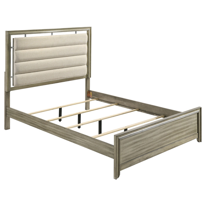 Giselle Wood California King Panel Bed Rustic Beige