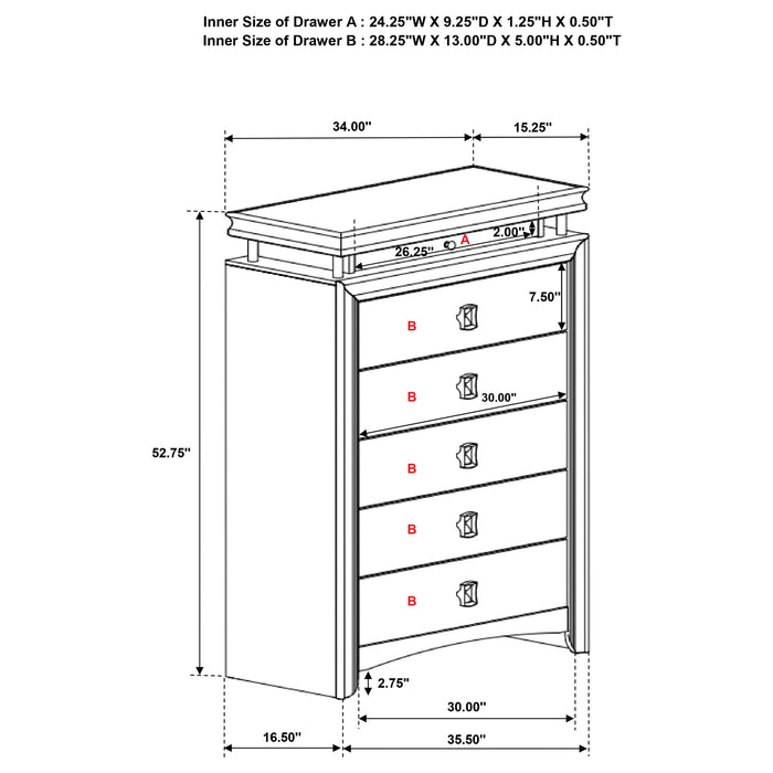 Giselle 6-drawer Bedroom Chest Rustic Beige