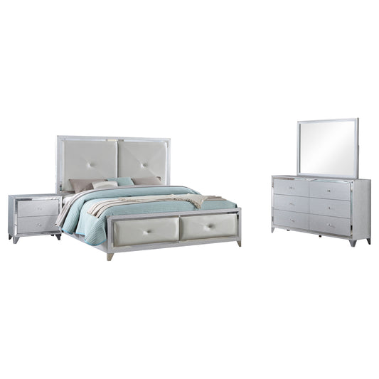 Larue 4-piece Eastern King Bedroom Set Silver