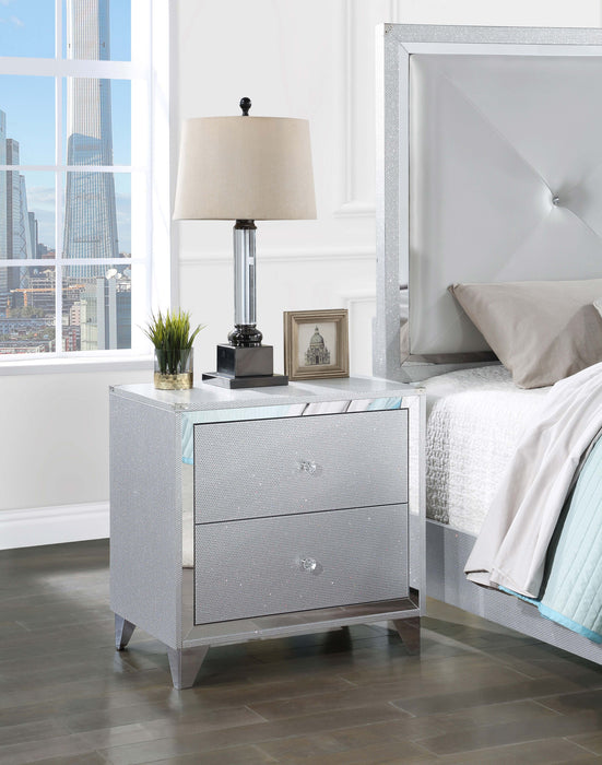 Larue 2-drawer Nightstand Silver