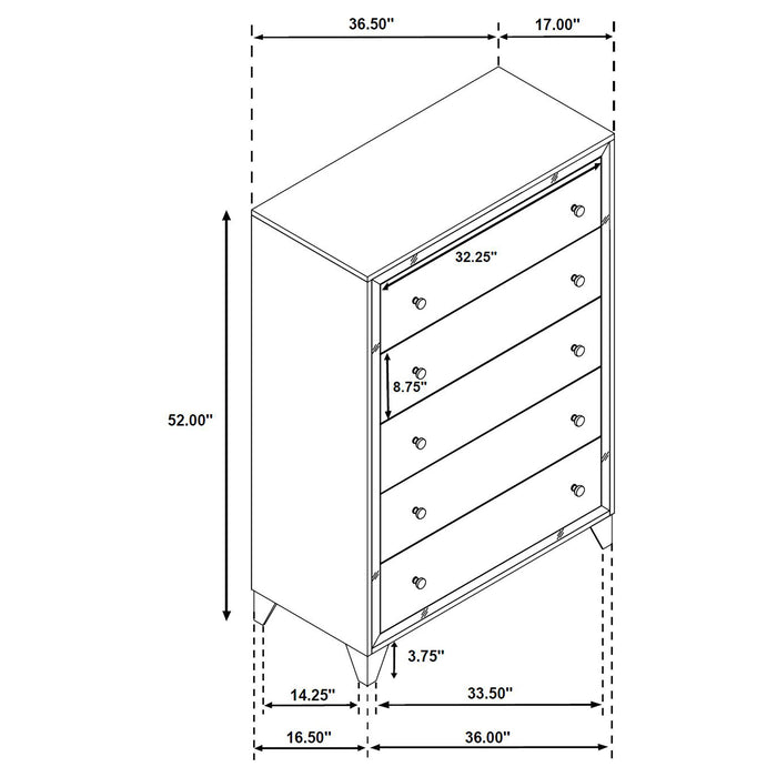 Larue 5-drawer Bedroom Chest Silver