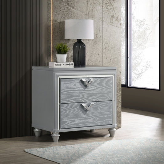 Veronica 2-drawer Nightstand Light Silver