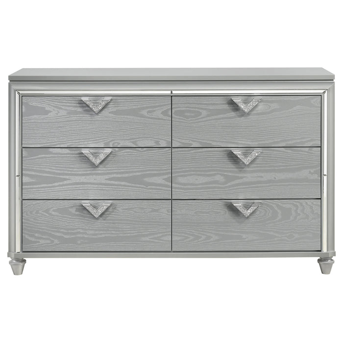 Veronica 6-drawer Dresser Light Silver