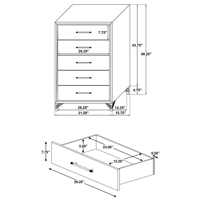 Lucia 5-drawer Bedroom Chest White