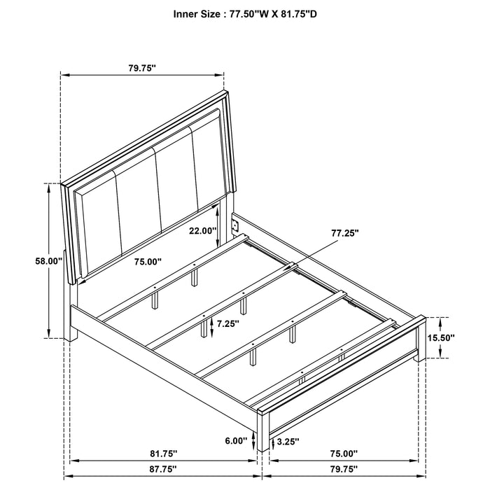 Kieran Wood Eastern King LED Panel Bed Grey