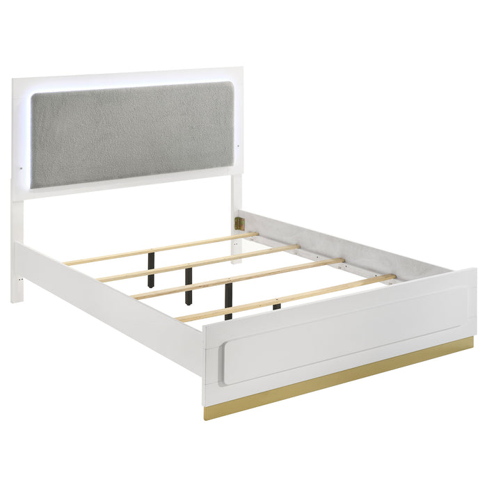 Caraway Wood Eastern King LED Panel Bed White