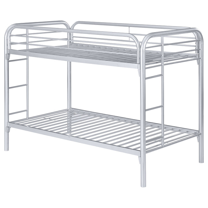 Morgan Metal Twin Over Twin Bunk Bed Silver