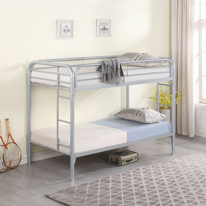 Morgan Metal Twin Over Twin Bunk Bed Silver