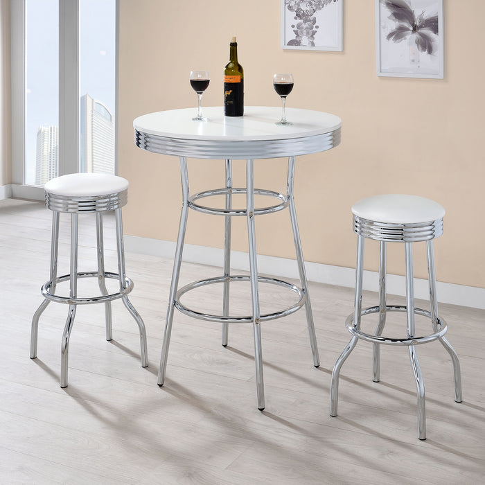 Retro Round 30-inch 1950's Bistro Pub Height Bar Table White