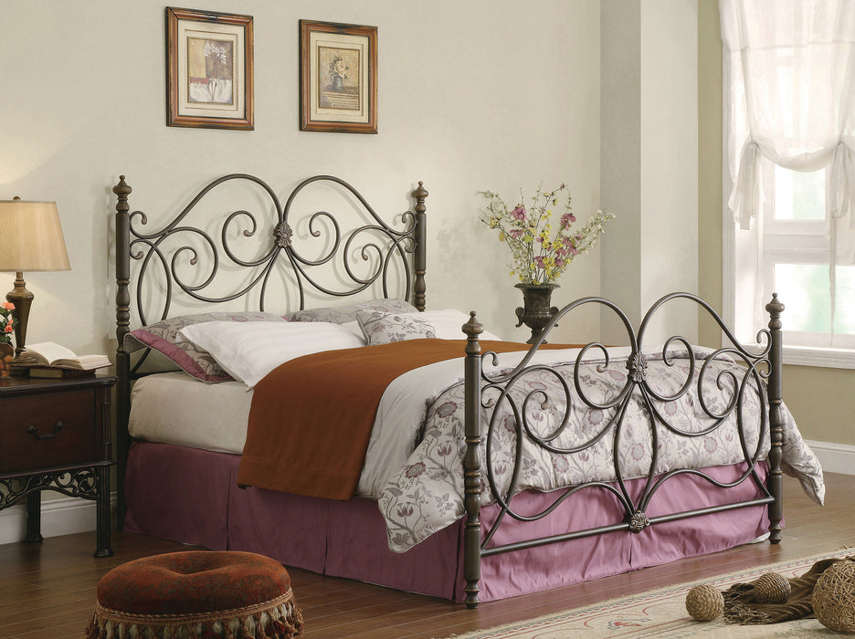 London Metal Queen Open Frame Bed Dark Bronze