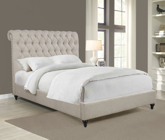 Devon Upholstered Full Panel Bed Beige