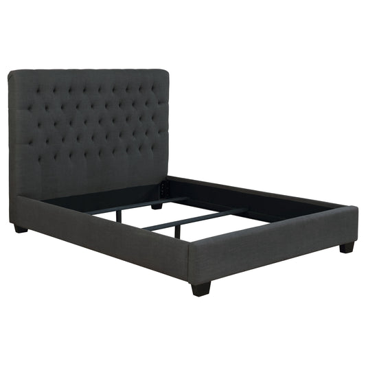 Chloe Upholstered California King Panel Bed Charcoal