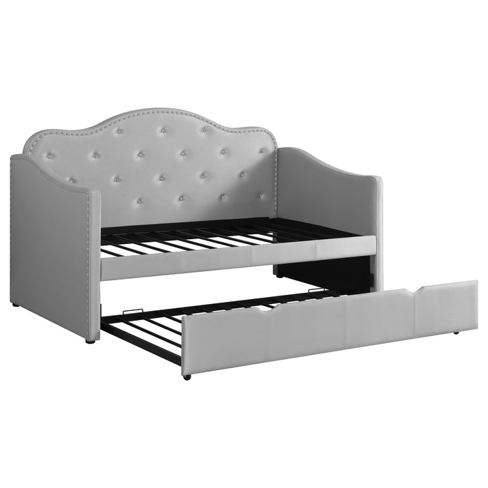 Elmore Upholstered Twin Daybed with Trundle Light Grey