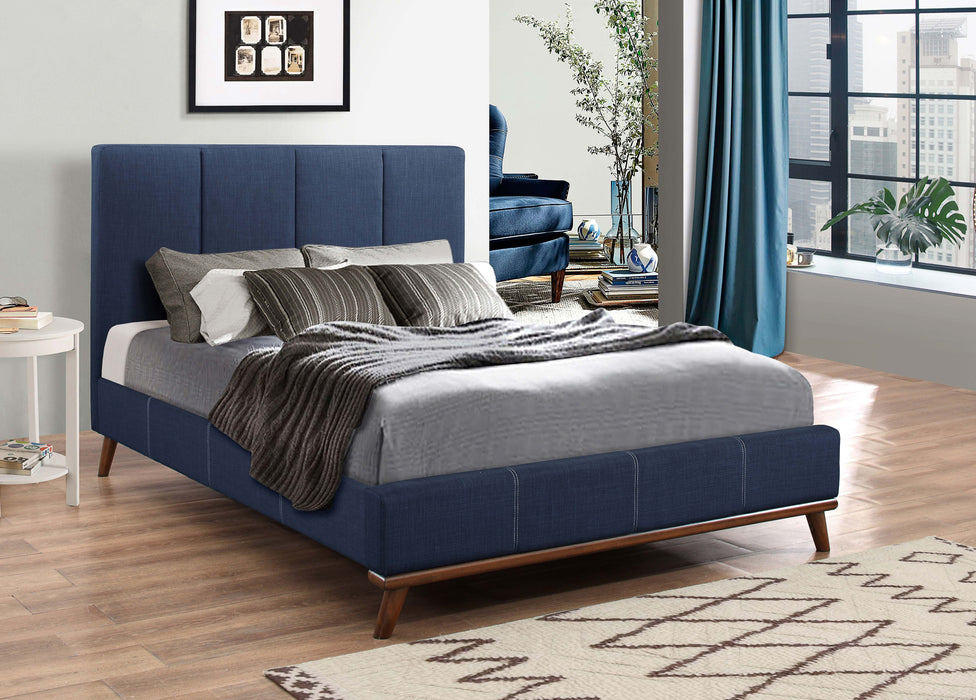 Charity Upholstered Queen Panel Bed Blue