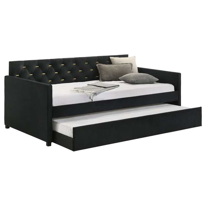 Kendall Upholstered Twin Daybed with Trundle Black