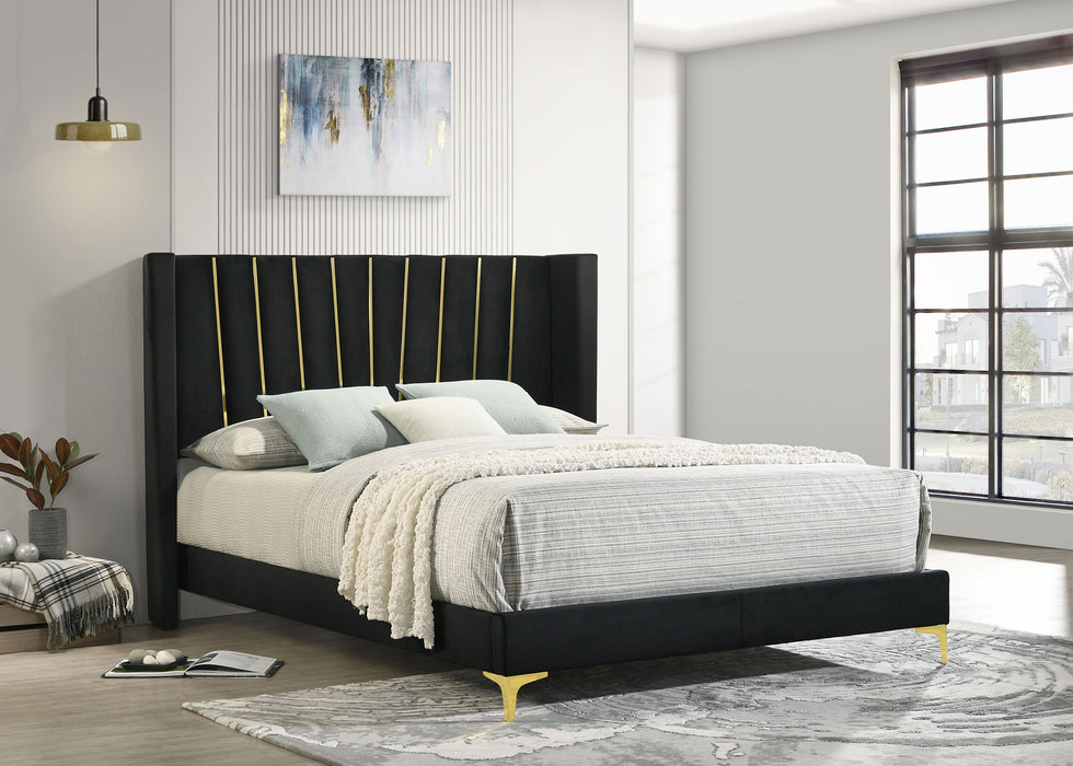 Kendall Upholstered Queen Panel Bed Black