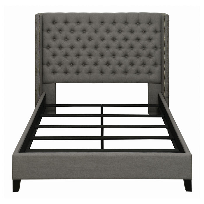 Bancroft Upholstered Eastern King Wingback Bed Grey