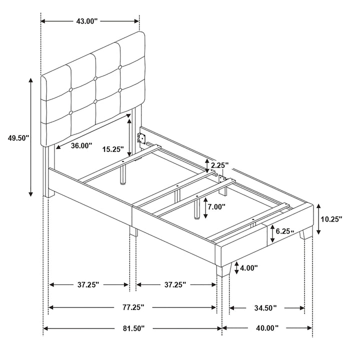 Mapes Upholstered Twin Panel Bed Grey