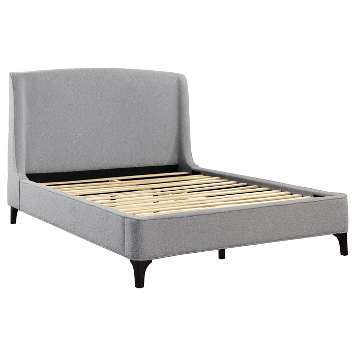 Mosby Upholstered Queen Wingback Bed Grey