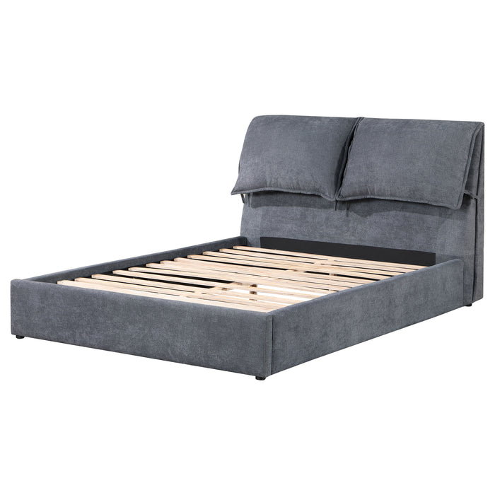 Laurel Upholstered Queen Panel Bed Dark Grey