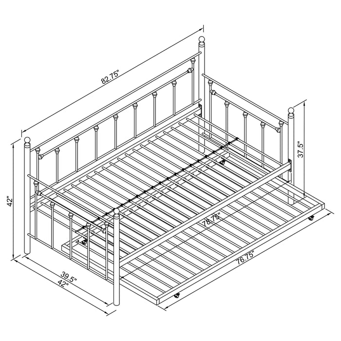 Nocus Metal Twin Daybed with Trundle White