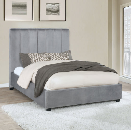 Arles Upholstered Eastern King Panel Bed Grey