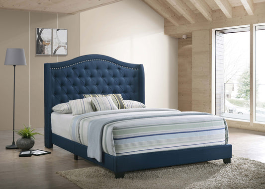 Sonoma Upholstered Full Wingback Bed Blue