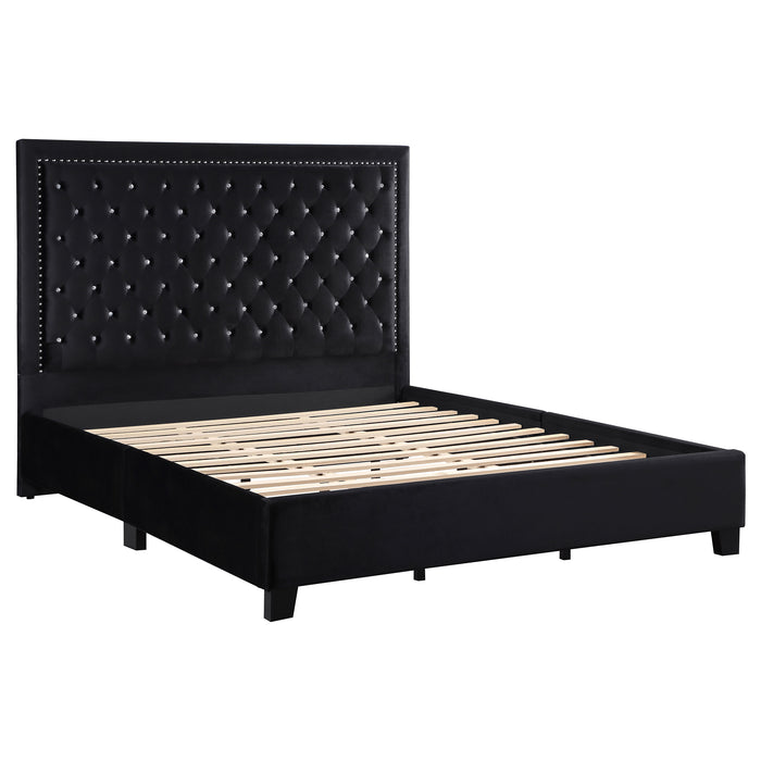 Hailey Upholstered Eastern King Panel Bed Black