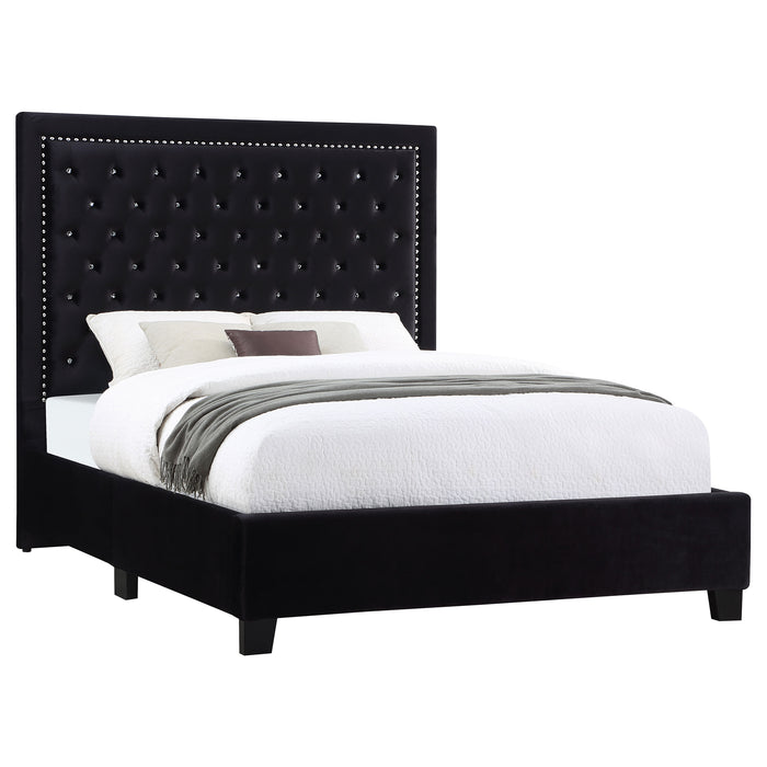 Hailey Upholstered Eastern King Panel Bed Black