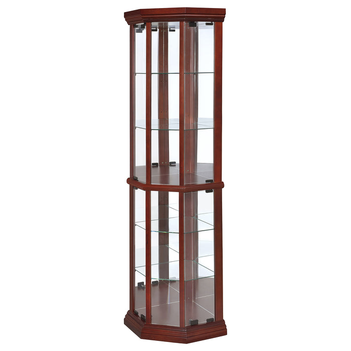 Appledale 6-shelf Corner Curio Display Cabinet Medium Brown