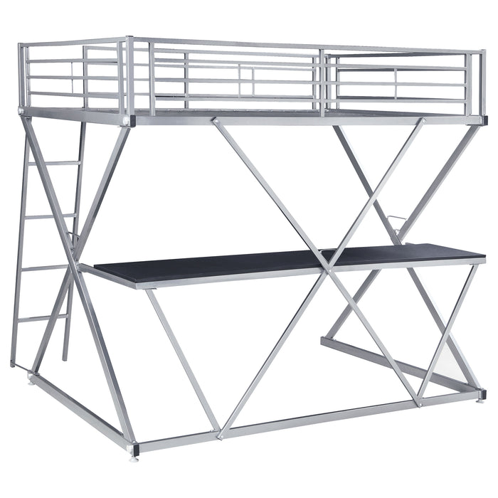 Hyde Metal Full Workstation Loft Bed Silver