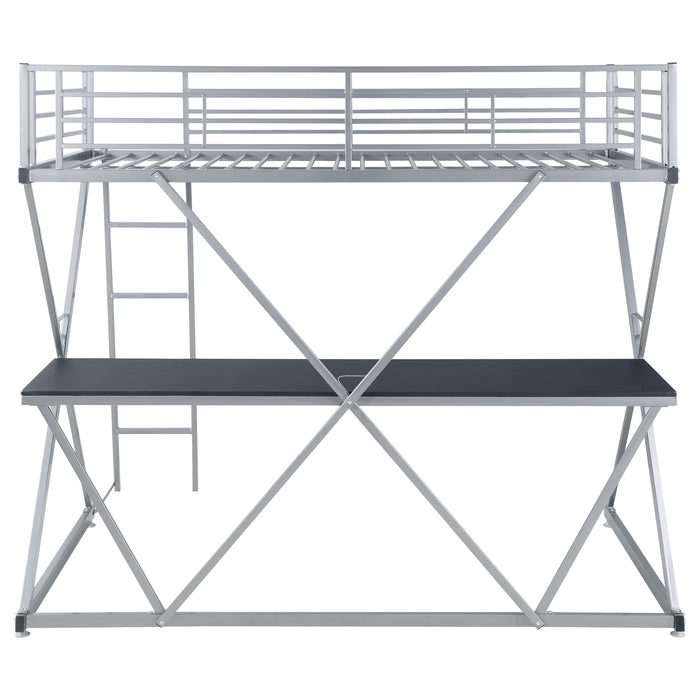 Hyde Metal Twin Workstation Loft Bed Silver