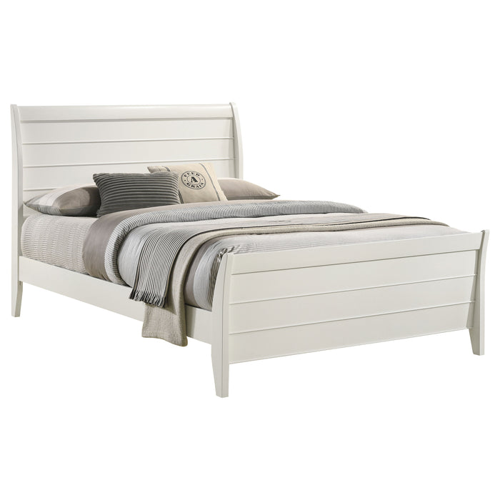 Selena Wood Full Panel Bed Cream White