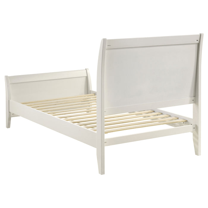 Selena Wood Twin Panel Bed Cream White