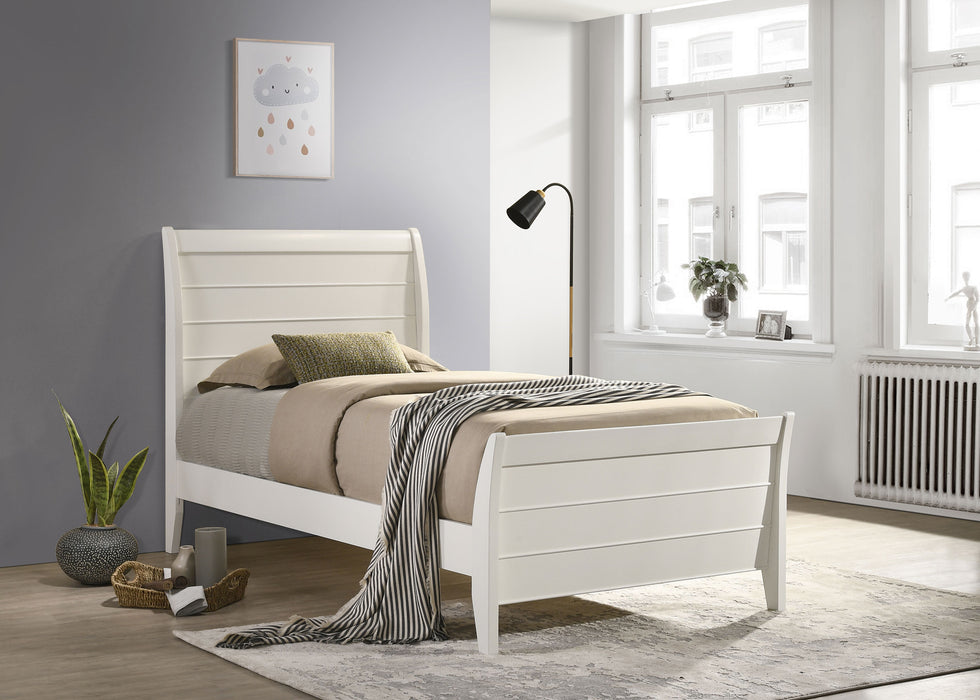 Selena Wood Twin Panel Bed Cream White