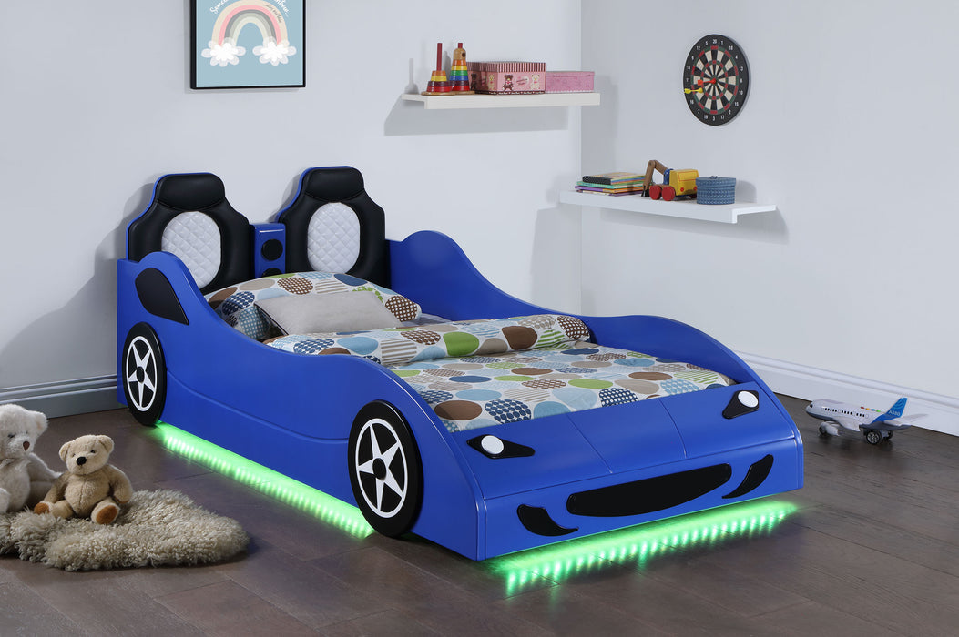 Cruiser Wood Twin LED Car Bed Blue