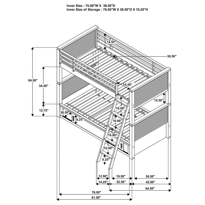 Oliver Wood Twin Over Twin Bunk Bed Java