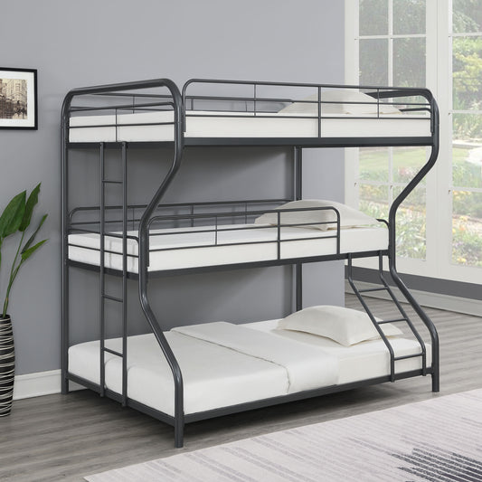 Garner Full Over Twin Over Full Triple Bunk Bed Gunmetal