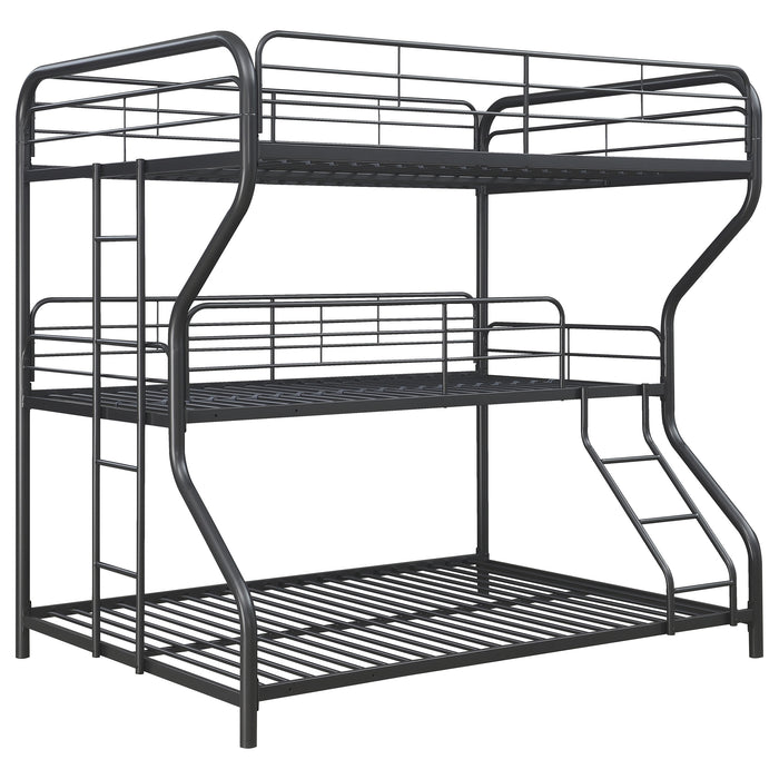 Garner Full Over Twin Over Full Triple Bunk Bed Gunmetal