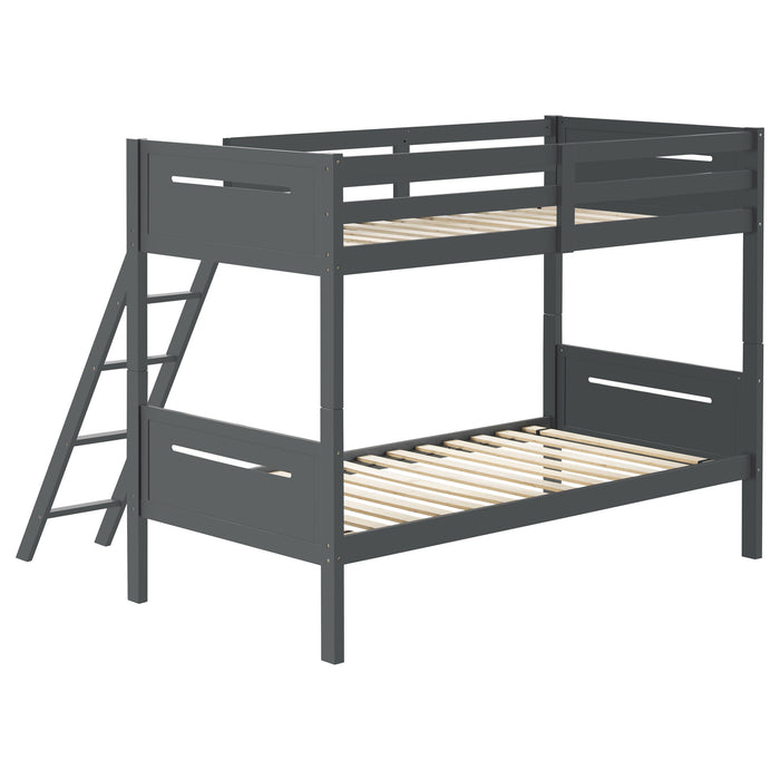 Littleton Wood Twin Over Twin Bunk Bed Grey