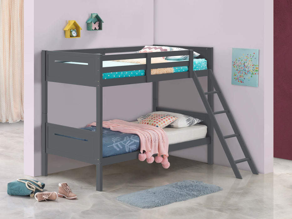 Littleton Wood Twin Over Twin Bunk Bed Grey