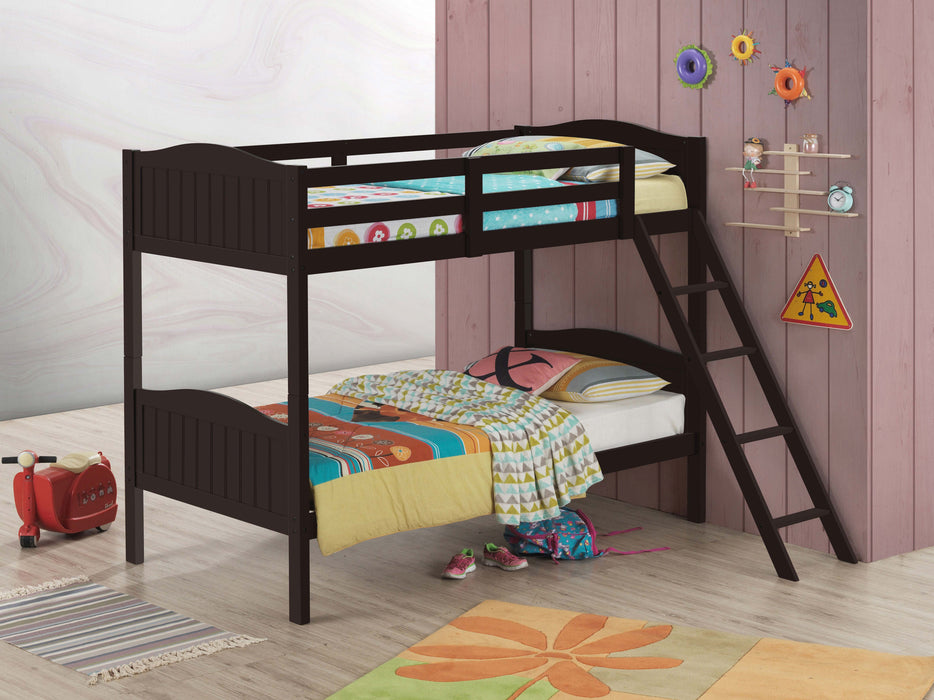 Arlo Wood Twin Over Twin Bunk Bed Espresso