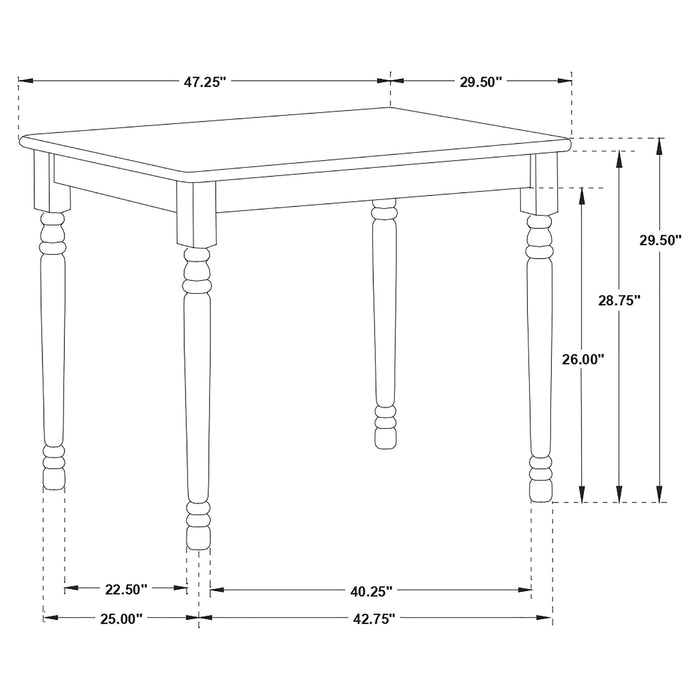 Taffee Rectangular 47-inch Solid Wood Dining Table White