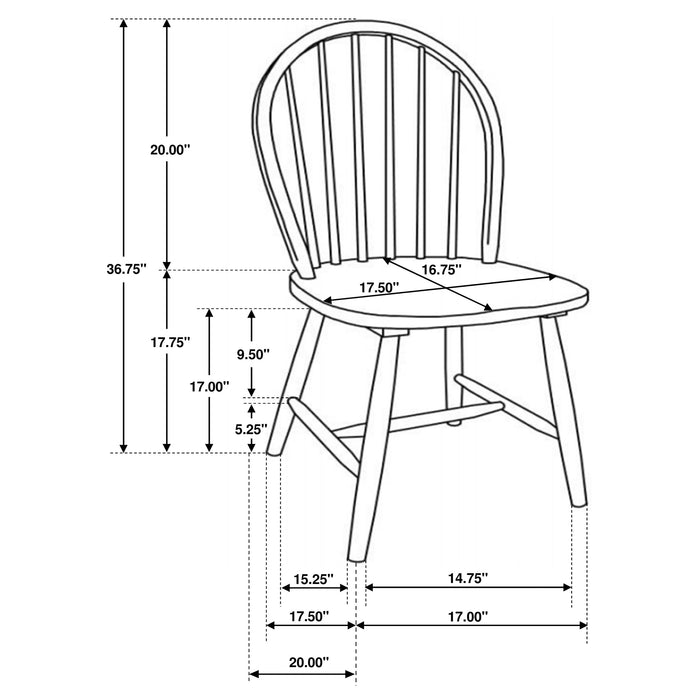 Taffee 5-piece Rectangular Windsor Dining Table Set White