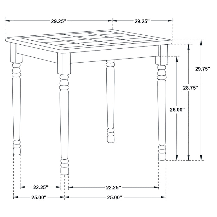 Carlene Square 29-inch Wood Tile Top Dining Table White